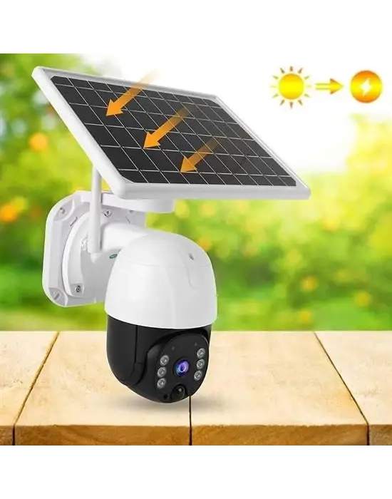Solar Panelli Su Geçirmez Gece Görüş Destekli Wifi Bağlantılı Güvenlik Kamerası