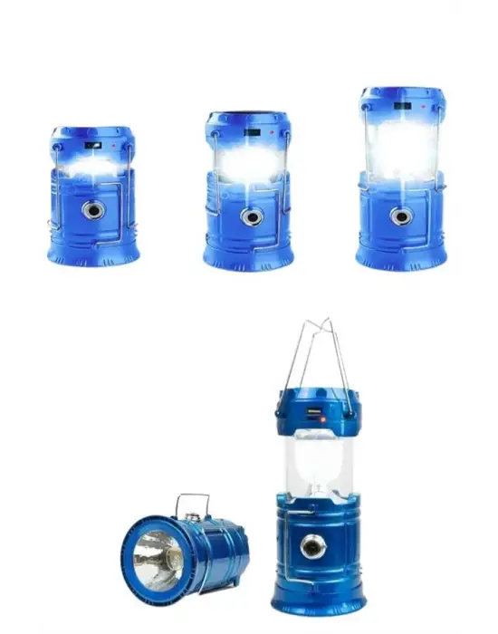 Solar Şarjlı Kamp Lambası Güneş Enerjili Kızaklı Kamp Feneri Çadır Feneri Led Işıldak