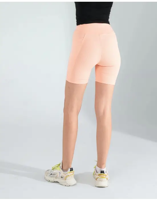 Omarı Fitilli Push Up Biker Spor Tayt