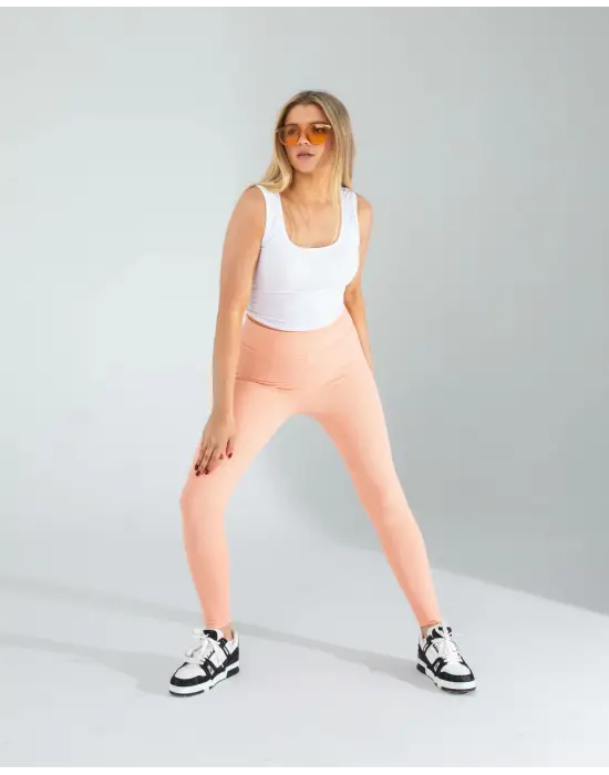 Omarı Somon Fitilli Push Up Tayt