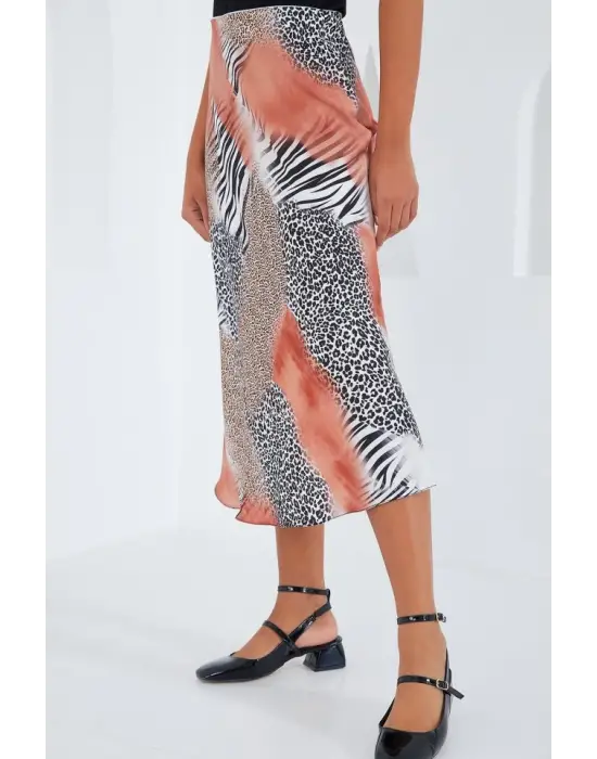 Somon Siyah Desenli Saten Etek 15806