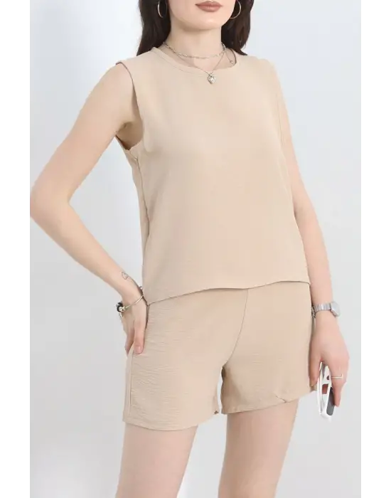 Şortlu Ayrobin takım bej