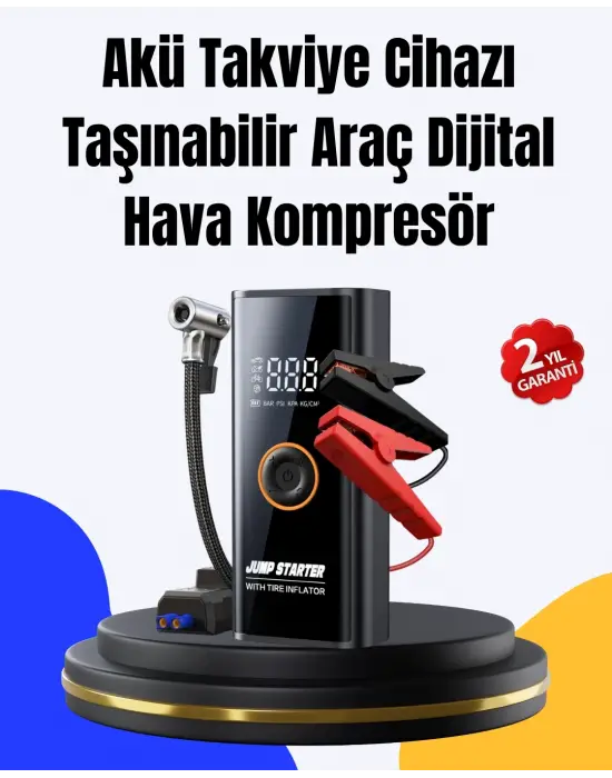 Sos Fenerli Akü Takviye Cihazı Dijital Kompresör Powerbank