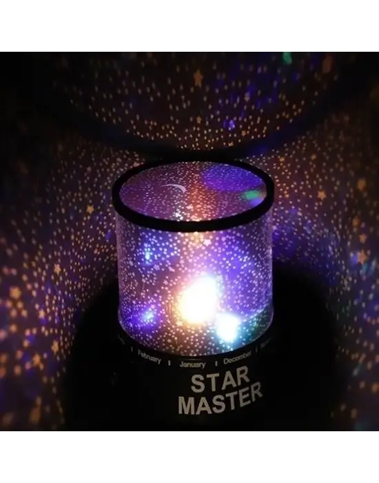Star Master Pilli Gökyüzü Projeksiyonlu Led Renkli Yıldızlı Tavan Işık Yansıtma Gece Lambası