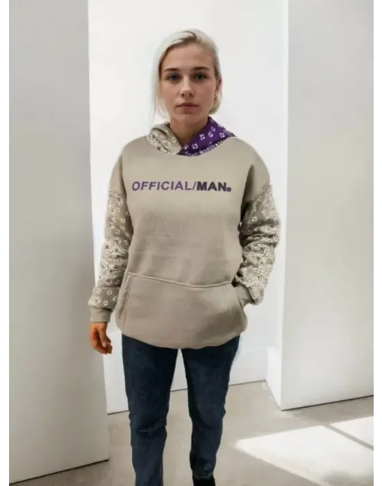 Omarı Baskılı Kapüşonlu Sweatshirt - Gri | Şık ve Rahat Tasarım