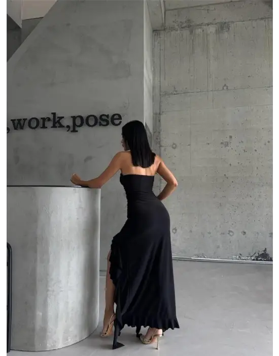 STRABLEZ SANDY ELBİSE YANLARI KATLI - Siyah