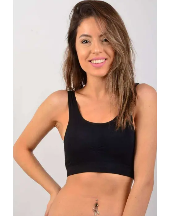 Omarı Sünger Destekli Siyah Kadın Büstiyer - Rahatlık ve Şıklık Bir Arada