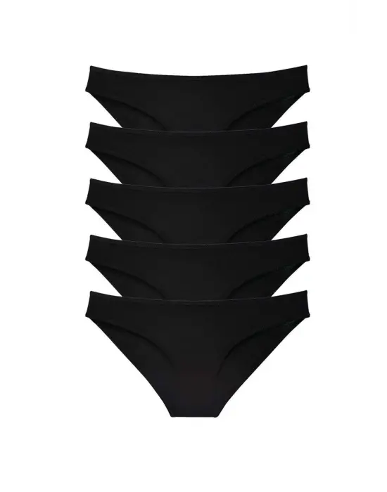 Omarı Süper Eko Set Siyah Kadın Slip Külot