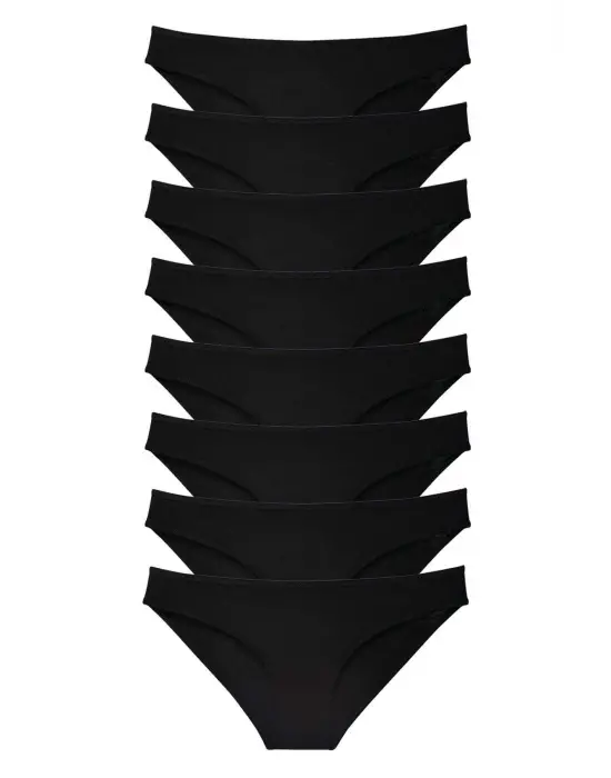 Omarı Siyah Likralı Kadın Slip Külot Seti