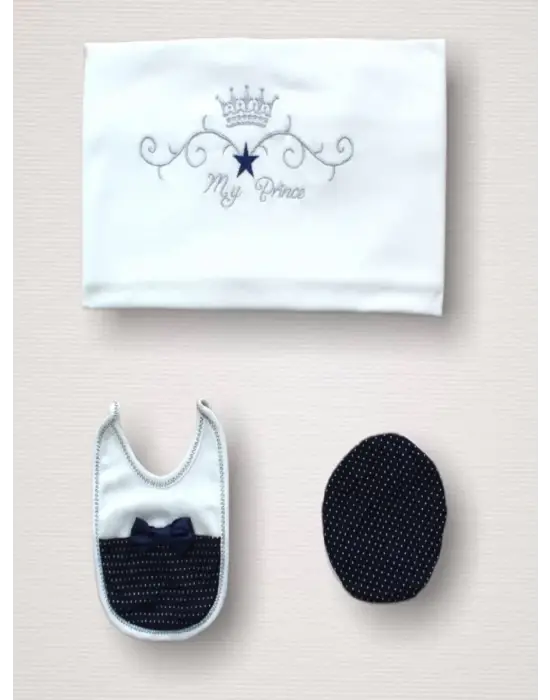 Göz Alıcı Prens Nakışlı Zıbın Takımı Lacivert