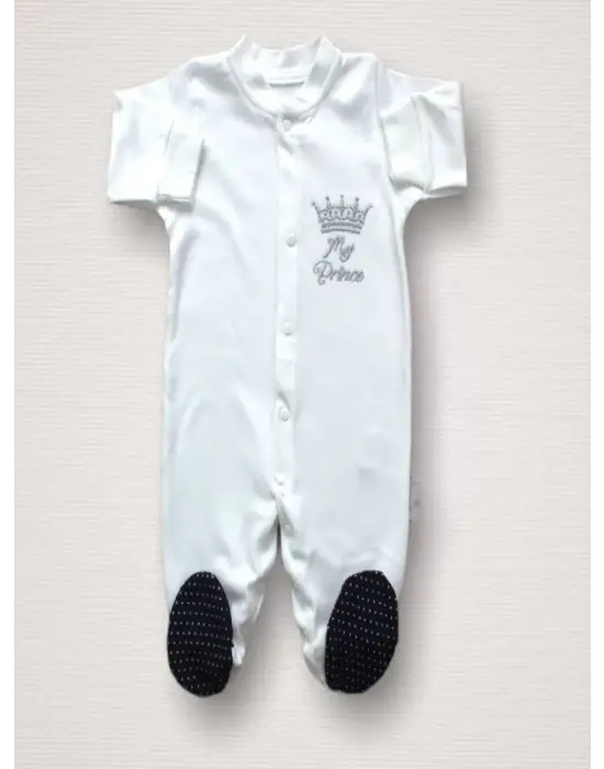 Göz Alıcı Prens Nakışlı Zıbın Takımı Lacivert