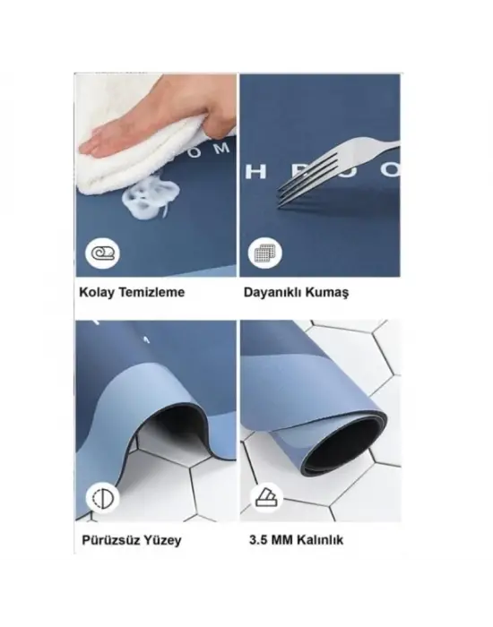 Süper Su Emici Kaymaz Tabanlı Banyo Paspası ( 40x60 )cm