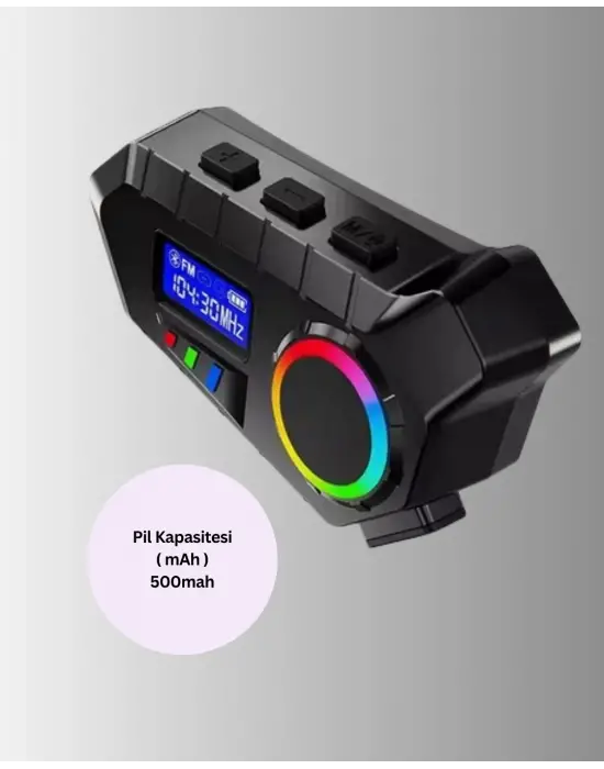 Suya Dayanıklı Bluetooth  İnterkom 5.4 Hoparlör 500mah Batarya Ve Fm Radyo Özellikli