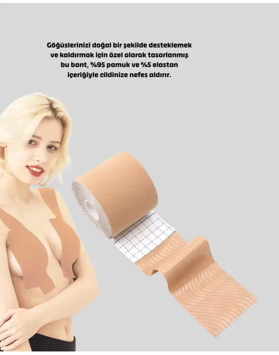 Suya Dayanıklı Görünmez Göğüs Bandı – Pamuklu Ve Esnek Destek Bandı
