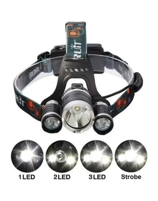 T6 Kafa Feneri 5000 Lumens 3xcree Xm-t6+2r5 Lamba Led Kamp Lambası