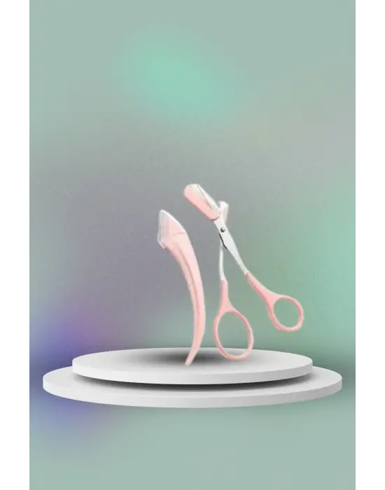 Taraklı Kaş Bıyık Makası Ve Kaş Ustura Seti Kaş Bıyık Tüy Alma Epilasyon Aleti 2li Set