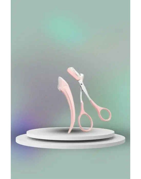 Taraklı Kaş Bıyık Makası Ve Kaş Ustura Seti Kaş Bıyık Tüy Alma Epilasyon Aleti 2li Set