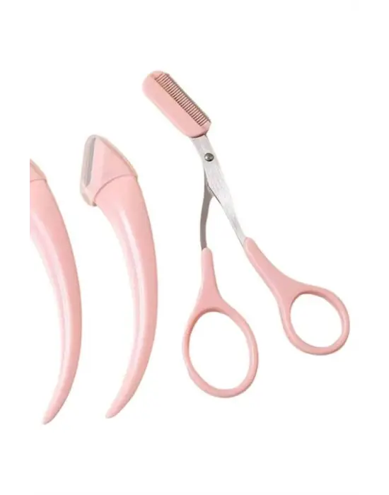 Taraklı Kaş Bıyık Makası Ve Kaş Ustura Seti Kaş Bıyık Tüy Alma Epilasyon Aleti 2li Set