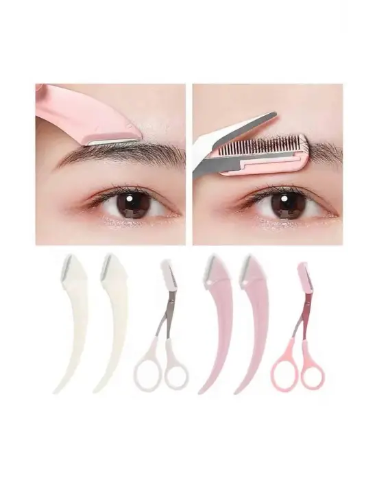 Taraklı Kaş Bıyık Makası Ve Kaş Ustura Seti Kaş Bıyık Tüy Alma Epilasyon Aleti 2li Set