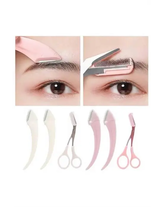 Taraklı Kaş Bıyık Makası Ve Kaş Ustura Seti Kaş Bıyık Tüy Alma Epilasyon Aleti 2li Set