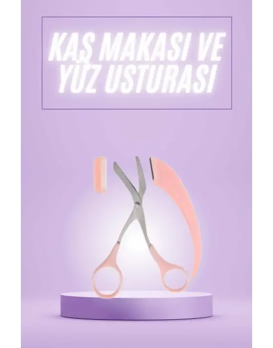 Taraklı Kaş Makası Ve Ustura Seti Kaş Düzeltme Makası Kaş Bıyık Alma Aleti