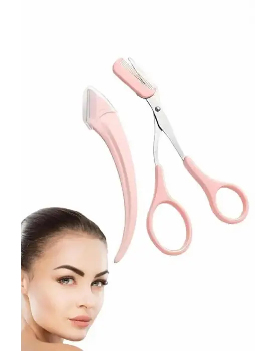 Taraklı Kaş Makası Ve Ustura Seti Kaş Düzeltme Makası Kaş Bıyık Alma Aleti