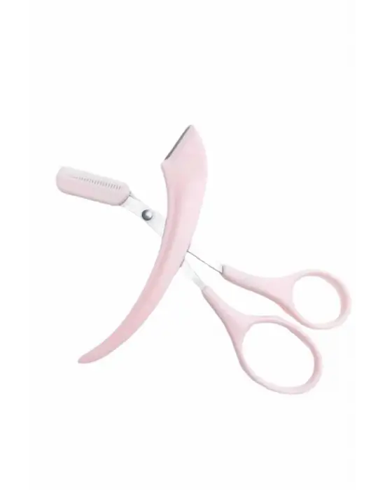 Taraklı Kaş Makası Ve Ustura Seti Kaş Düzeltme Makası Kaş Bıyık Alma Aleti