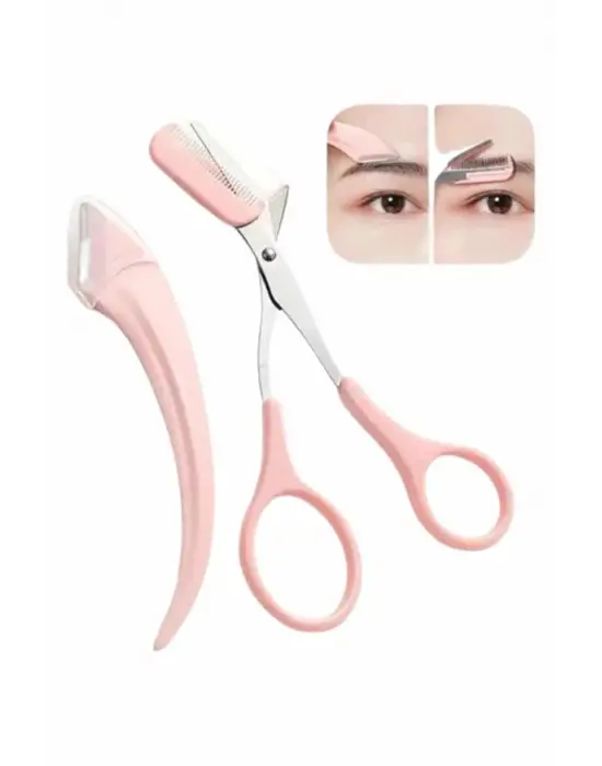 Taraklı Kaş Makası Ve Ustura Seti Kaş Düzeltme Makası Kaş Bıyık Alma Aleti