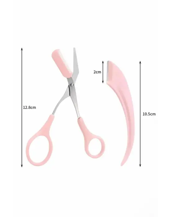 Taraklı Kaş Makası Ve Ustura Seti Kaş Düzeltme Makası Kaş Bıyık Alma Aleti