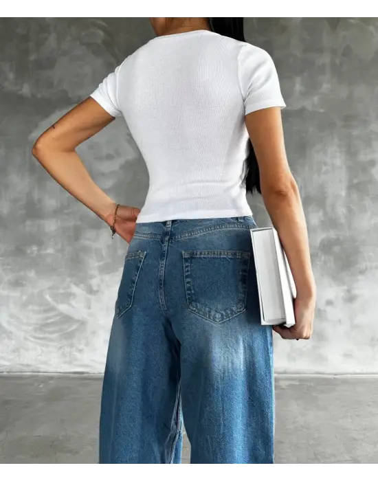 Omarı Taş Desenli Korse Bluz