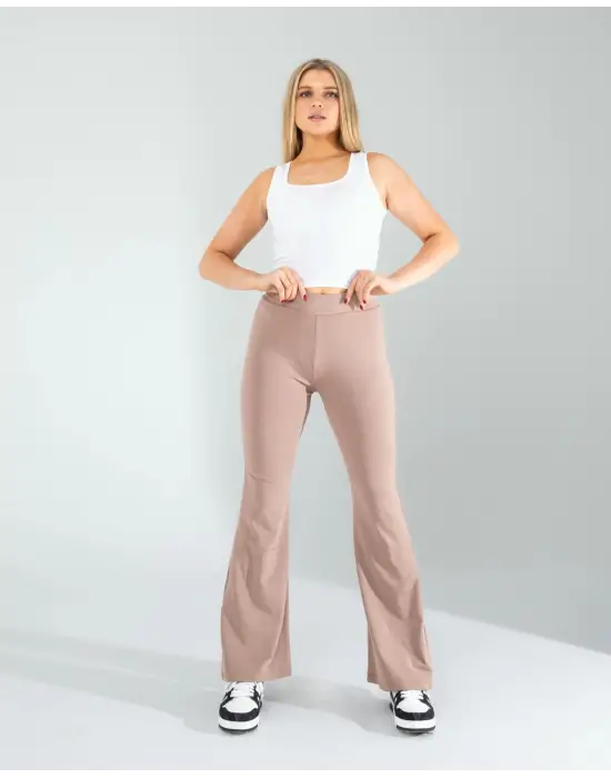 Omarı Esnek ve Rahat Taş Desenli Paça Taytıklar