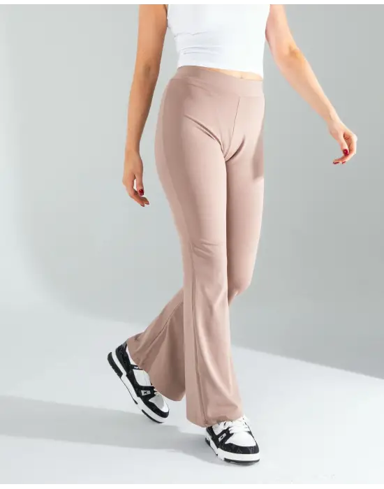 Omarı Esnek ve Rahat Taş Desenli Paça Taytıklar