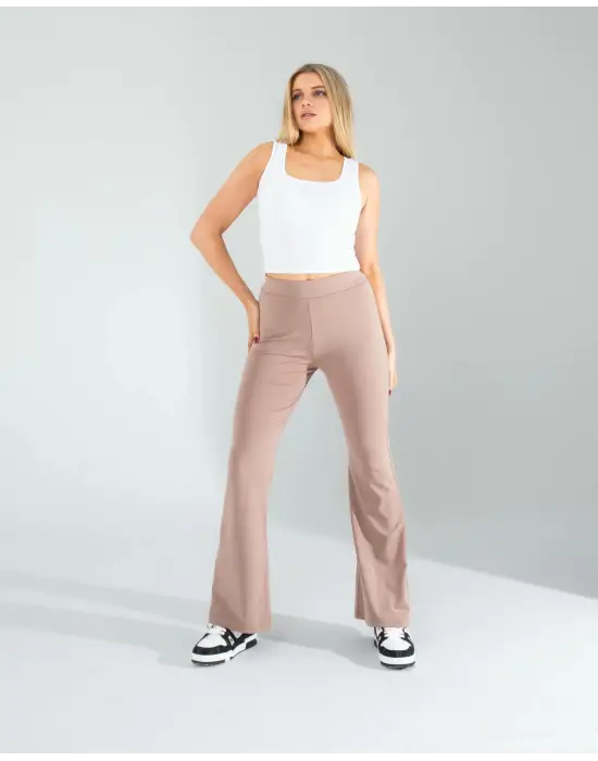 Omarı Esnek ve Rahat Taş Desenli Paça Taytıklar