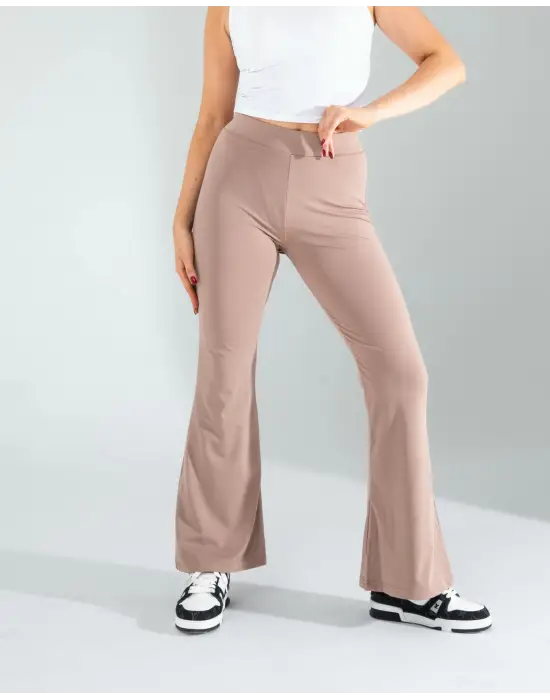 Omarı Esnek ve Rahat Taş Desenli Paça Taytıklar