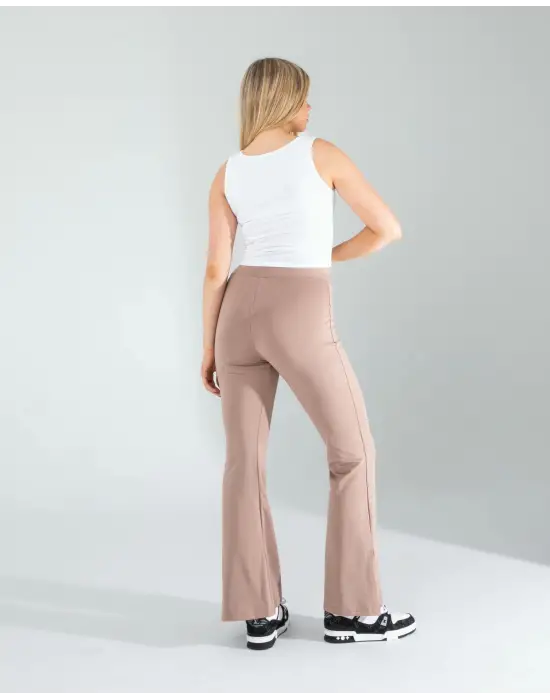 Omarı Esnek ve Rahat Taş Desenli Paça Taytıklar