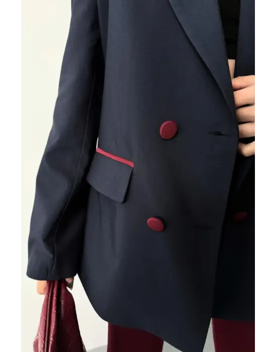 TASARIM CEKET KAPLAMA DÜĞMELİ - Lacivert