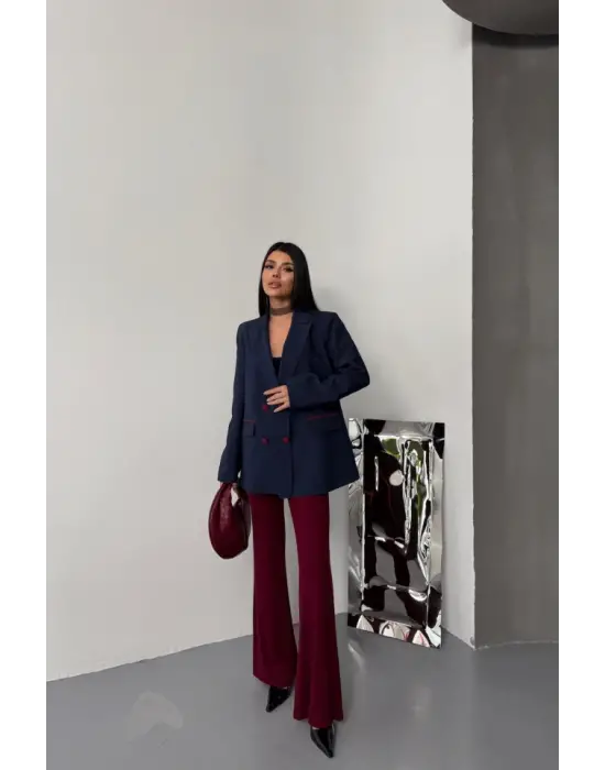 TASARIM CEKET KAPLAMA DÜĞMELİ - Lacivert