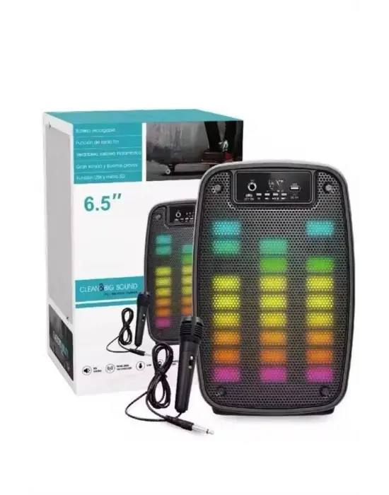 Taşınabilir 6.5 İnç Led Bluetooth Kareoke Hoparlör Rgb Işıklı Radyolu