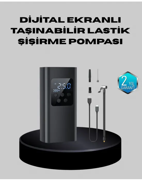 Taşınabilir 80w Kablosuz Lastik Şişirme Pompası Dijital Ekranlı