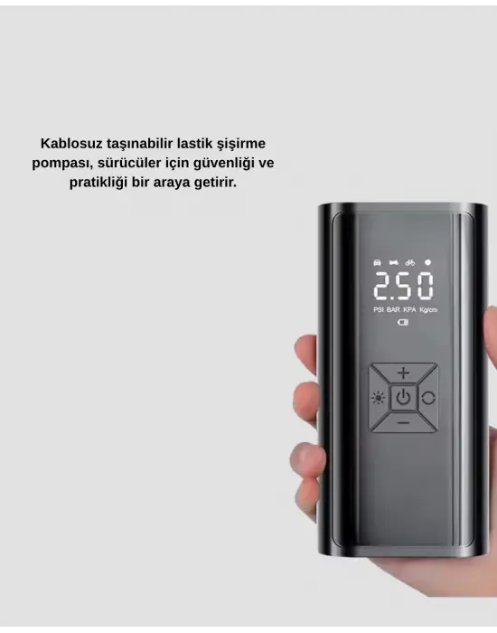 Taşınabilir 80w Kablosuz Lastik Şişirme Pompası Dijital Ekranlı