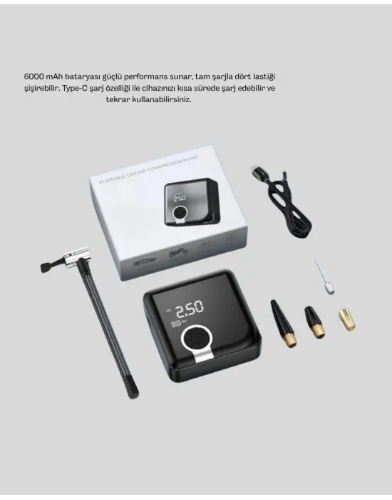 Taşınabilir Akıllı Hava Kompresörü Yüksek Basınç Kapasiteli