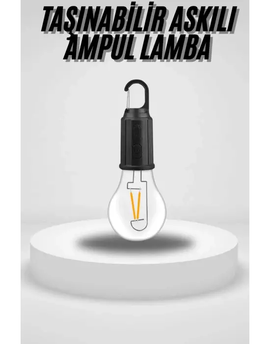Taşınabilir Askılı Ampul Kamp Lambası Askılı Type-c Şarjlı Bahçe Lambası