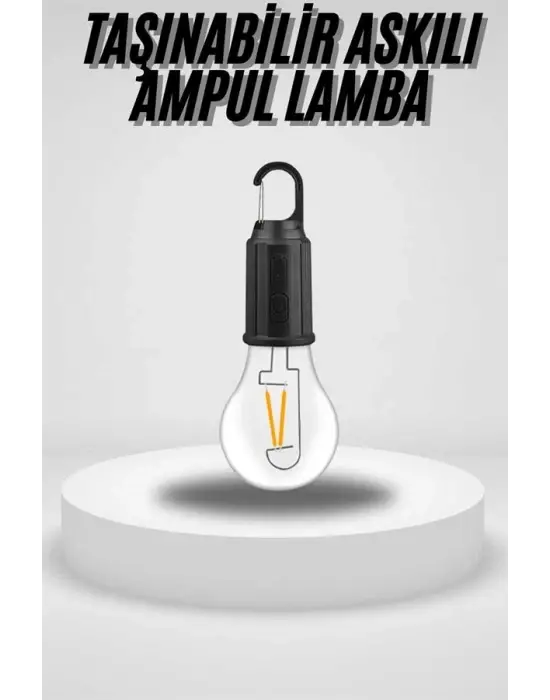Taşınabilir Askılı Ampul Kamp Lambası Askılı Type-c Şarjlı Bahçe Lambası