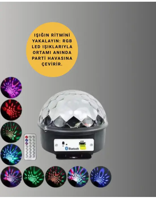 Taşınabilir Bluetooth Disko Topu Uzaktan Kumandalı Işık Efektleri