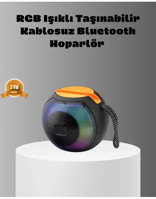 Taşınabilir Bluetooth Hoparlör – Rgb Işıklı, Güçlü Bas Ve 8 Saat Pil Ömrü
