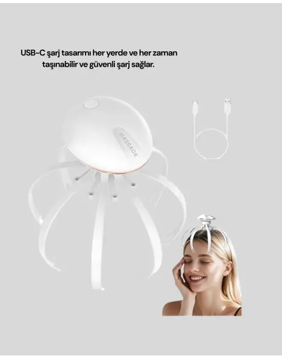 Taşınabilir Elektrikli Kafa Masaj Cihazı Sessiz Motor Ve Ergonomik Tasarım