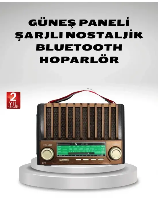 Taşınabilir Hoparlör Güneş Panelli Bluetooth Usb Sd Fm Am Sw Radyo