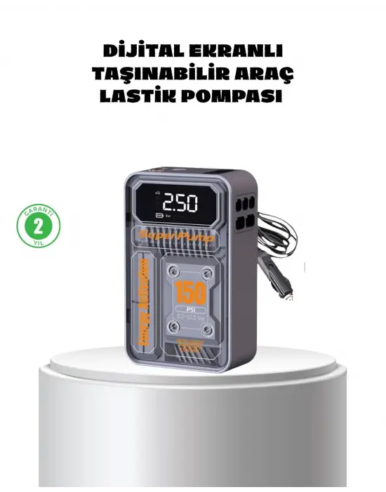 Taşınabilir Kablosuz Hava Pompası – 150 Psı Güçlü Basınç Ve 6000mah Şarjlı