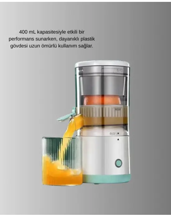 Taşınabilir Katı Meyve Sıkacağı – 45w Güçlü Motor, Çift Kesici Bıçak, Usb Şarjlı Ve Kompakt Tasarım