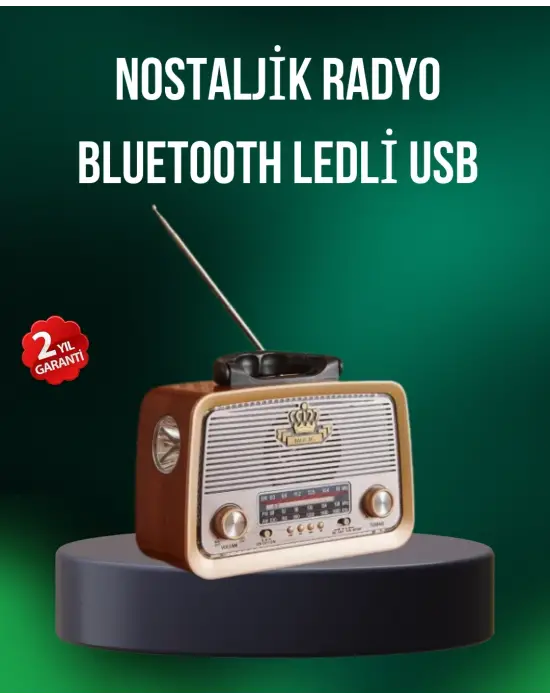 Taşınabilir Nostalji Radyo Bluetooth Usb Aux Girişli